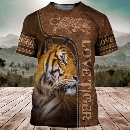 Love Tiger Leather Pattern All Over Printed Unisex Shirt Q241208