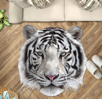 White Tiger Face 3D Custom Shape Rug