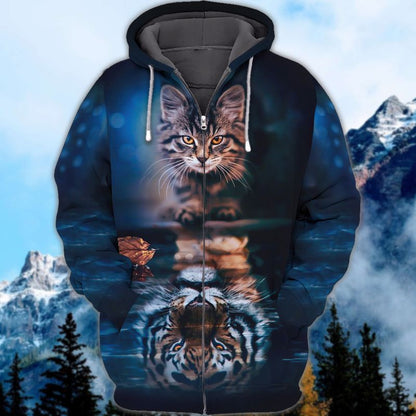 Cat Tiger Mirror All Over Printed Unisex Shirt