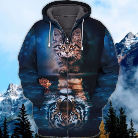 Cat Tiger Mirror All Over Printed Unisex Shirt