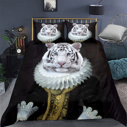 White Tiger Royal All Over Printed Bedding Set