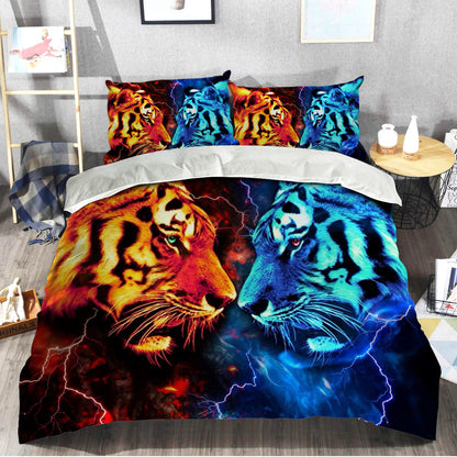 Tiger Art Ice and Fire All Over Printed Bedding Set
