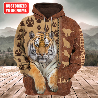 Love Tiger Leather Pattern - Personalized Hoodie and Leggings