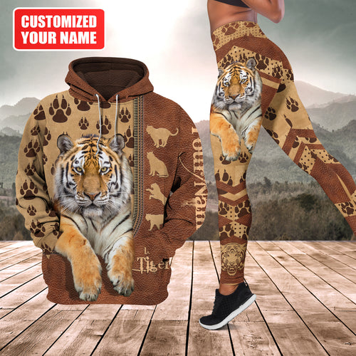 Love Tiger Leather Pattern - Personalized Hoodie and Leggings