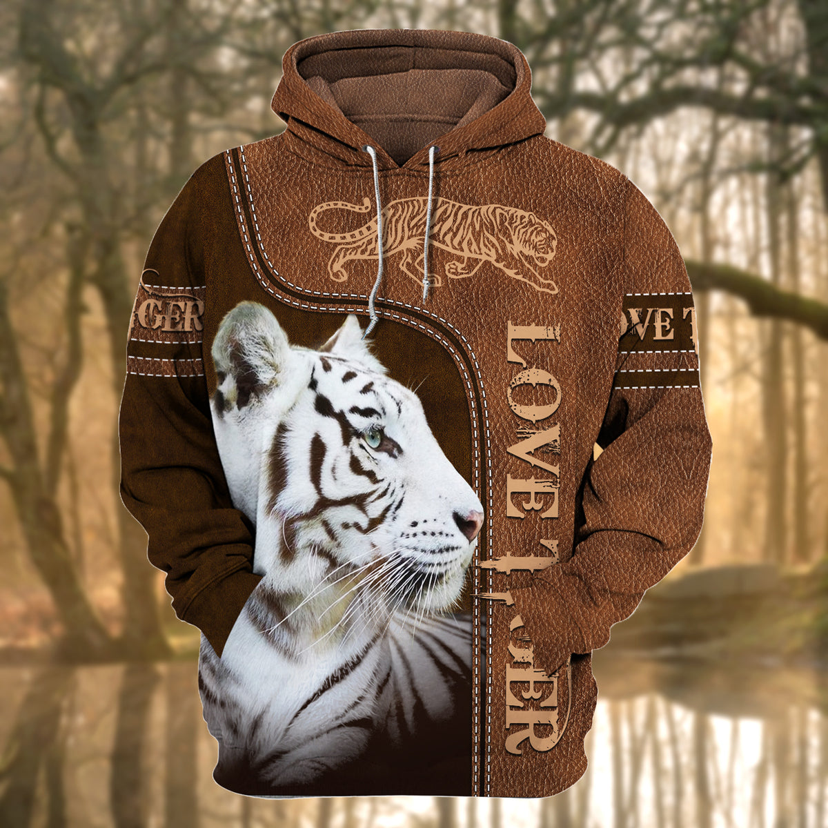 Love White Tiger Leather Pattern All Over Printed Unisex Shirt