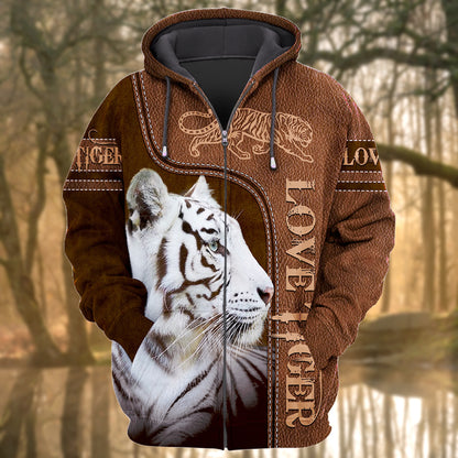 Love White Tiger Leather Pattern All Over Printed Unisex Shirt