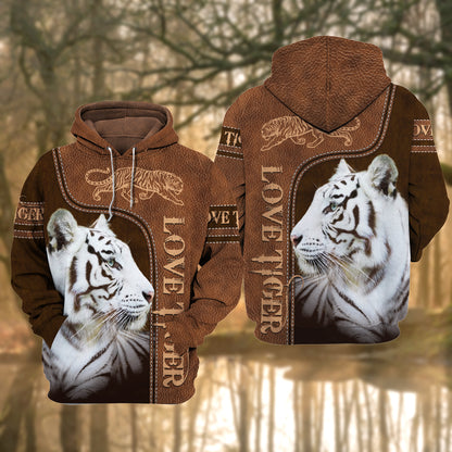 Love White Tiger Leather Pattern All Over Printed Unisex Shirt