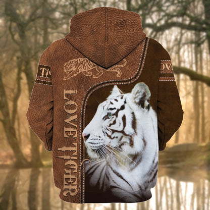 Love White Tiger Leather Pattern All Over Printed Unisex Shirt