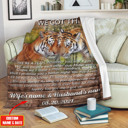 Tiger Couple Love Fleece Blanket