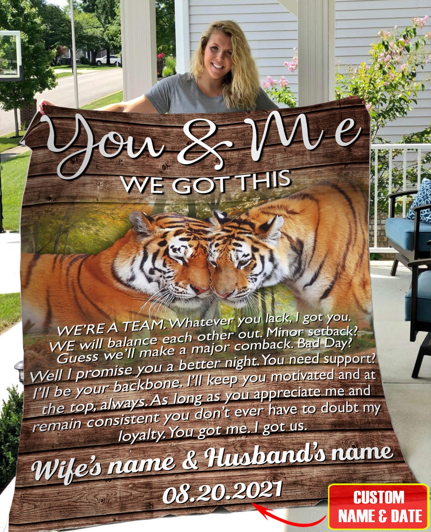 Tiger Couple Love Fleece Blanket