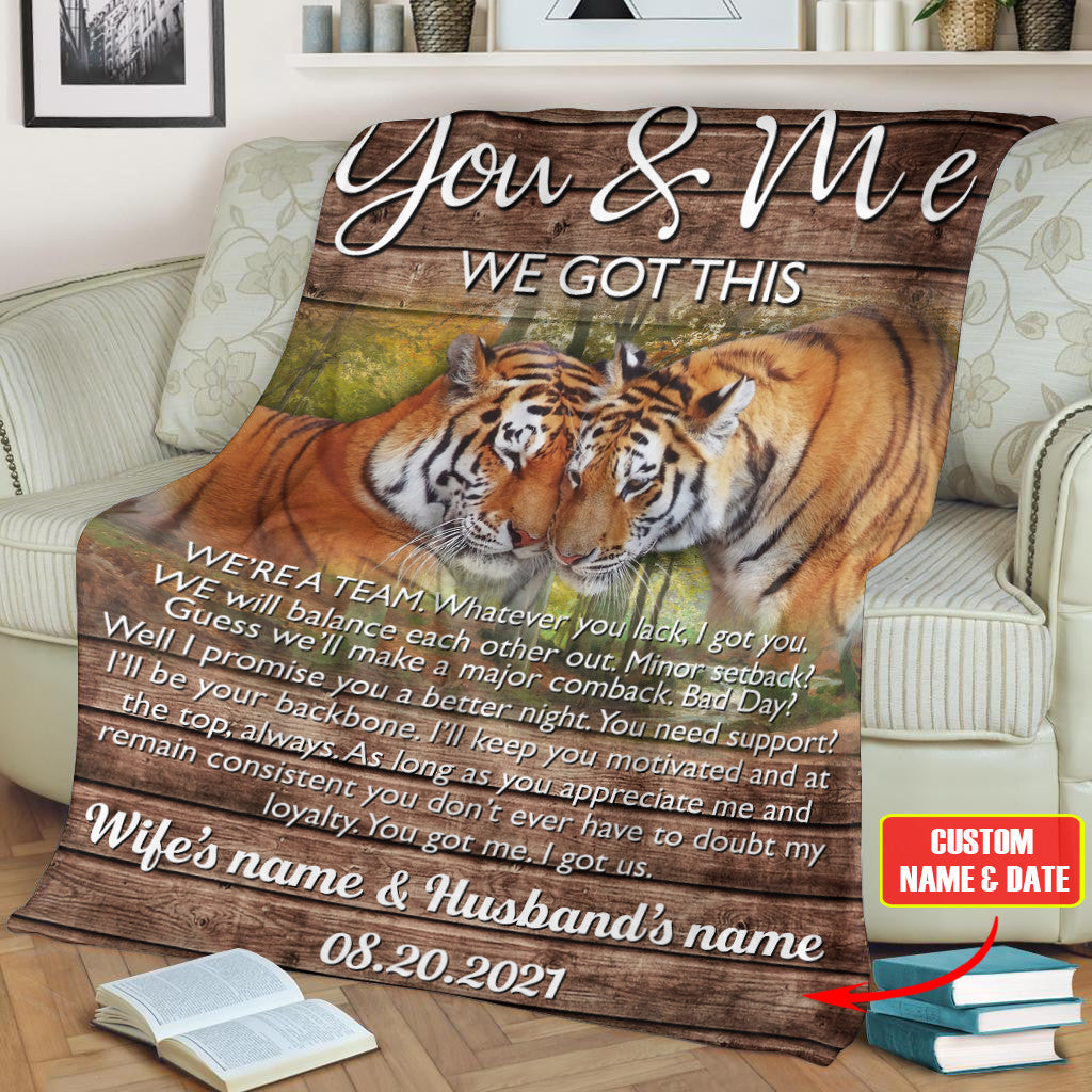 Tiger Couple Love Fleece Blanket