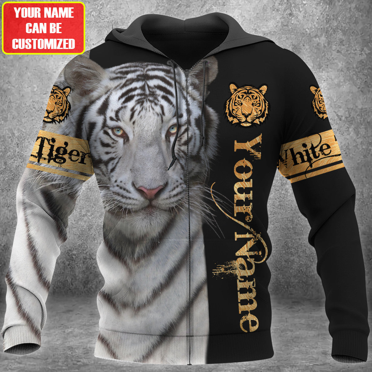 Personalized Name White Tiger Face All Over Printed Unisex Shirt