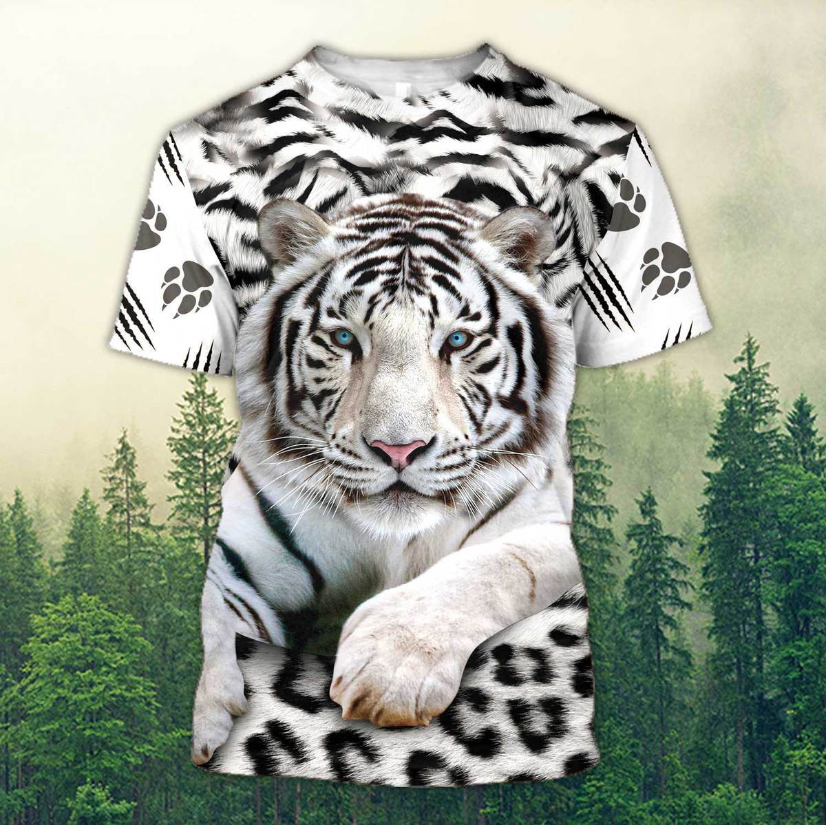 Cool White Tiger Pattern All Over Printed Unisex Shirt