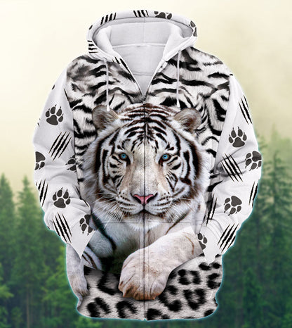 Cool White Tiger Pattern All Over Printed Unisex Shirt
