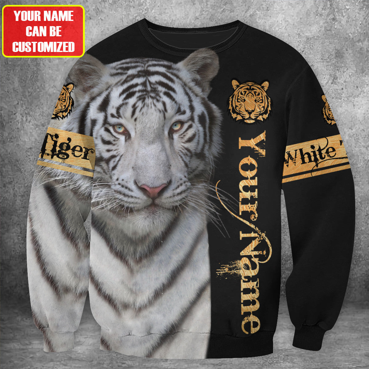 Personalized Name White Tiger Face All Over Printed Unisex Shirt
