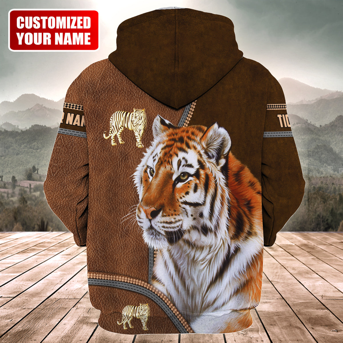 Personalized Name Tiger Leather Pattern All Over Printed Unisex Shirt