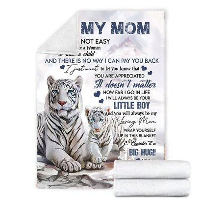 White Tiger To My Mom Fleece Blanket