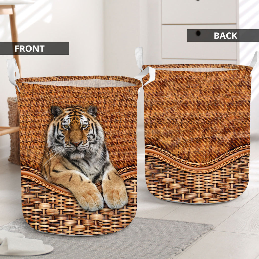 Tiger Rattan Texture Laundry Basket