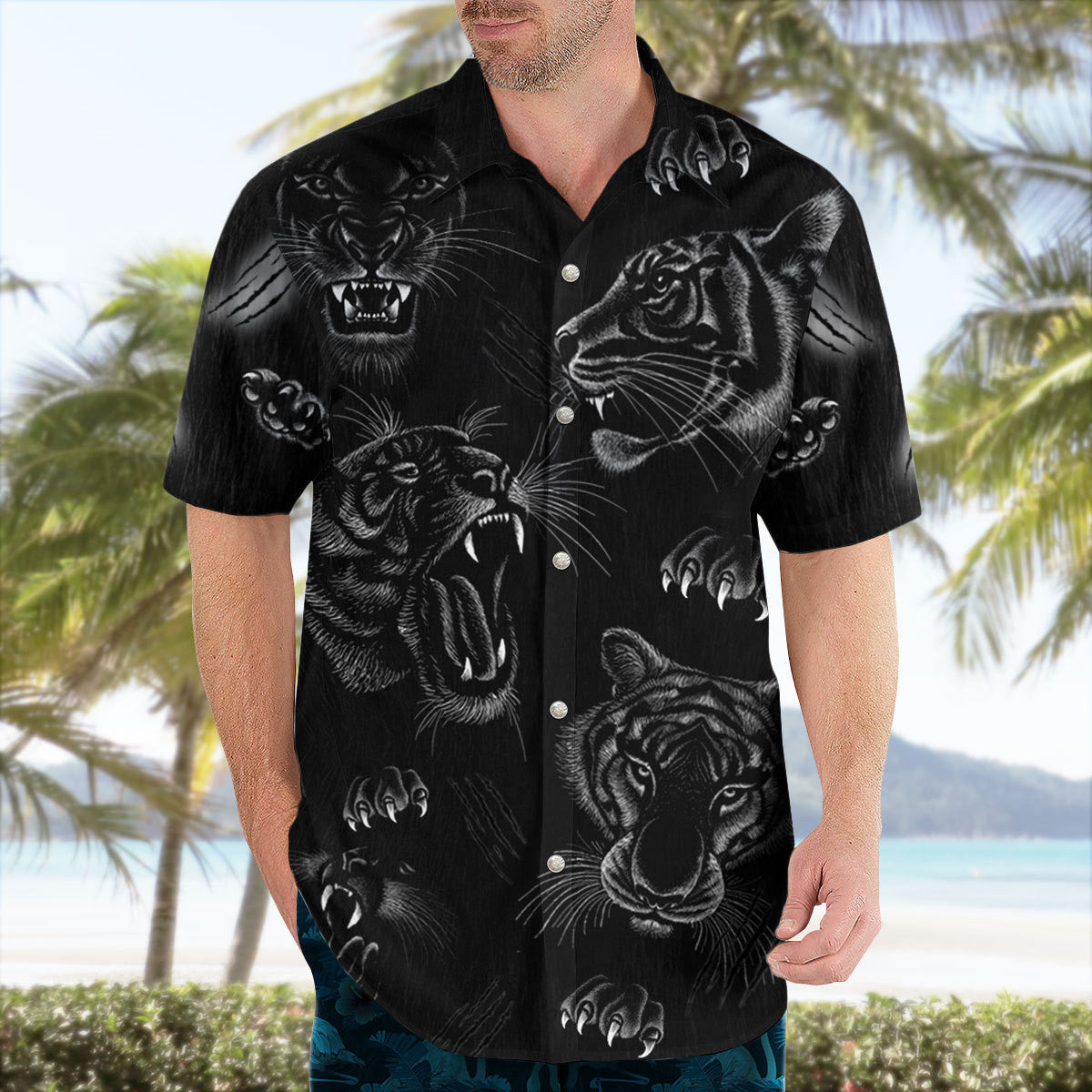 Tiger Black Art Hawaii Shirt