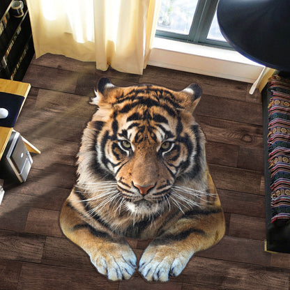 Cool Tiger 3D Custom Shape Rug