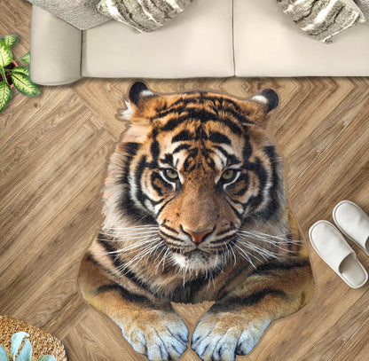 Cool Tiger 3D Custom Shape Rug