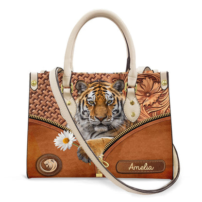Cool Tiger Personalized Leather Handbag