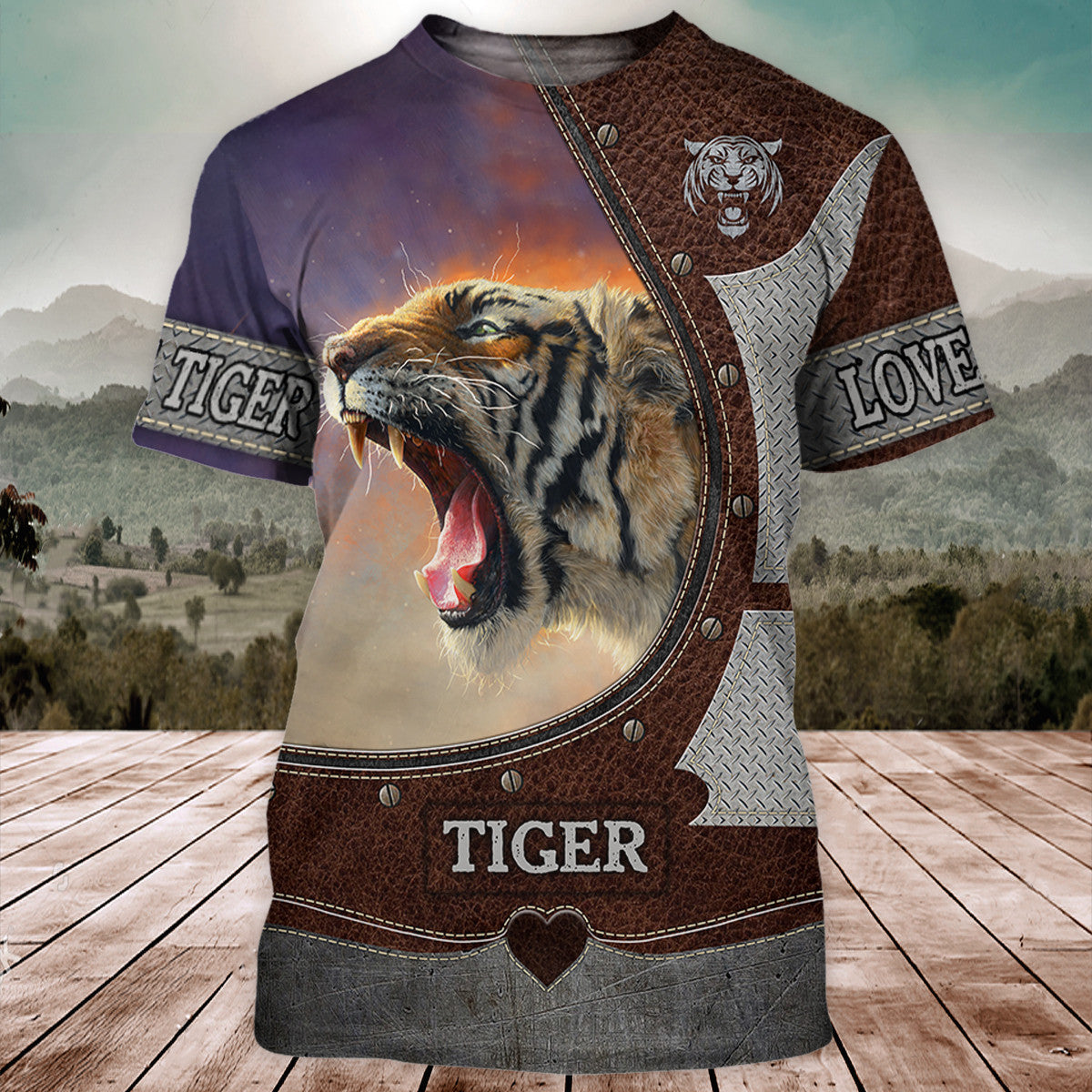 Love Tiger Steel Pattern All Over Printed Unisex Shirt
