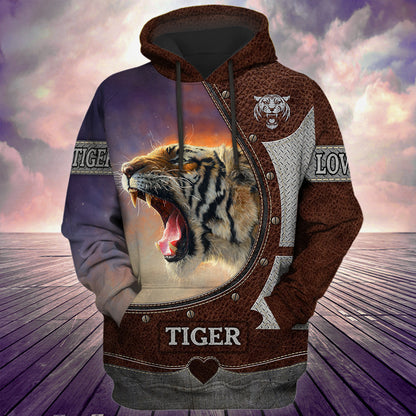 Love Tiger Steel Pattern All Over Printed Unisex Shirt