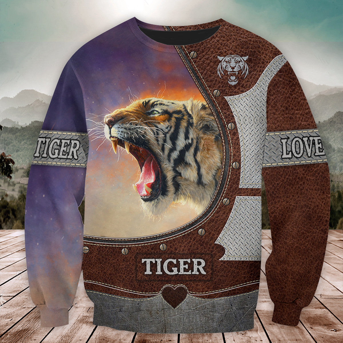 Love Tiger Steel Pattern All Over Printed Unisex Shirt