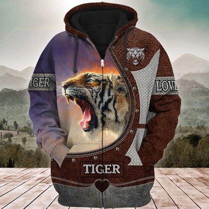 Love Tiger Steel Pattern All Over Printed Unisex Shirt