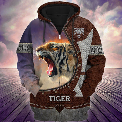 Love Tiger Steel Pattern All Over Printed Unisex Shirt