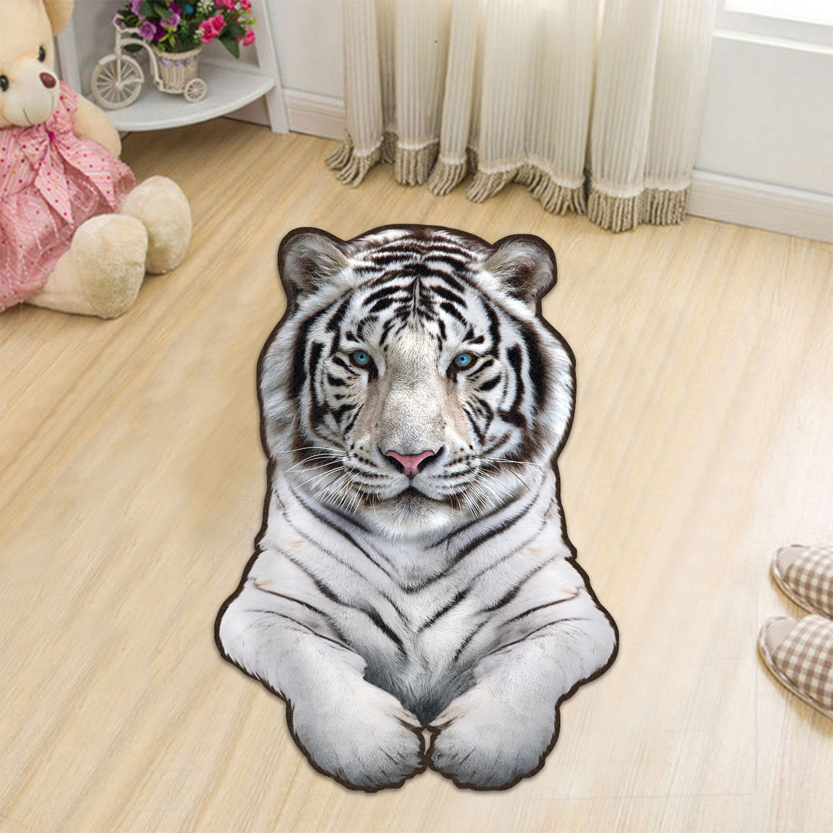 Cool White Tiger 3D Custom Shape Rug