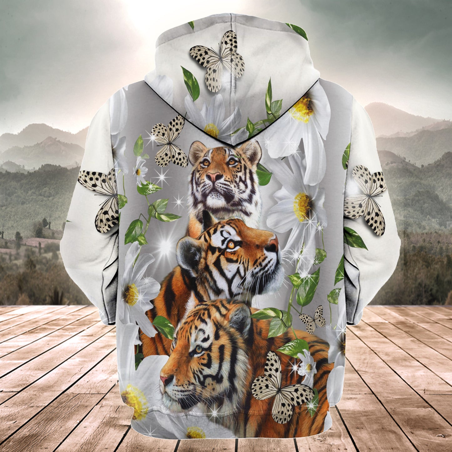 Tiger Daisy And Butterfly All Over Printed Unisex Shirt