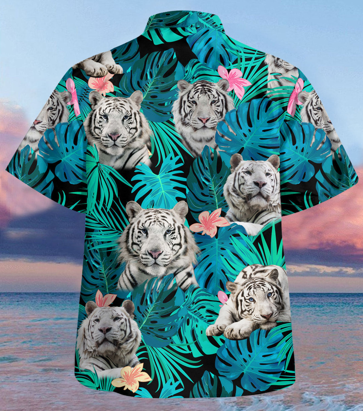 White Tiger Tropical Hawaii Shirt