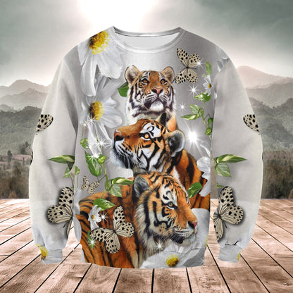 Tiger Daisy And Butterfly All Over Printed Unisex Shirt