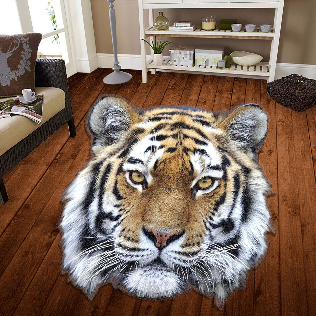 Tiger Face 3D Custom Shape Rug
