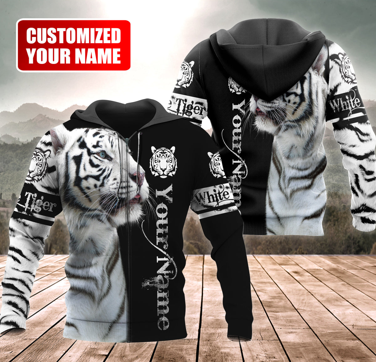 Personalized Name White Tiger Q5 All Over Printed Unisex Shirt