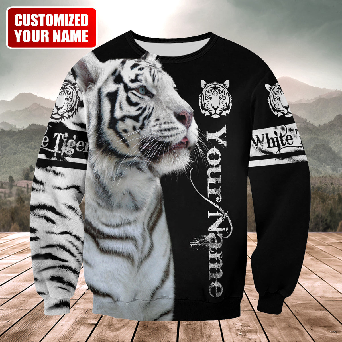 Personalized Name White Tiger Q5 All Over Printed Unisex Shirt