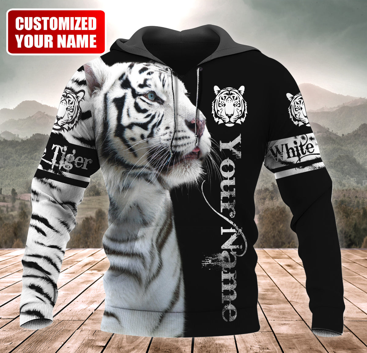Personalized Name White Tiger Q5 All Over Printed Unisex Shirt