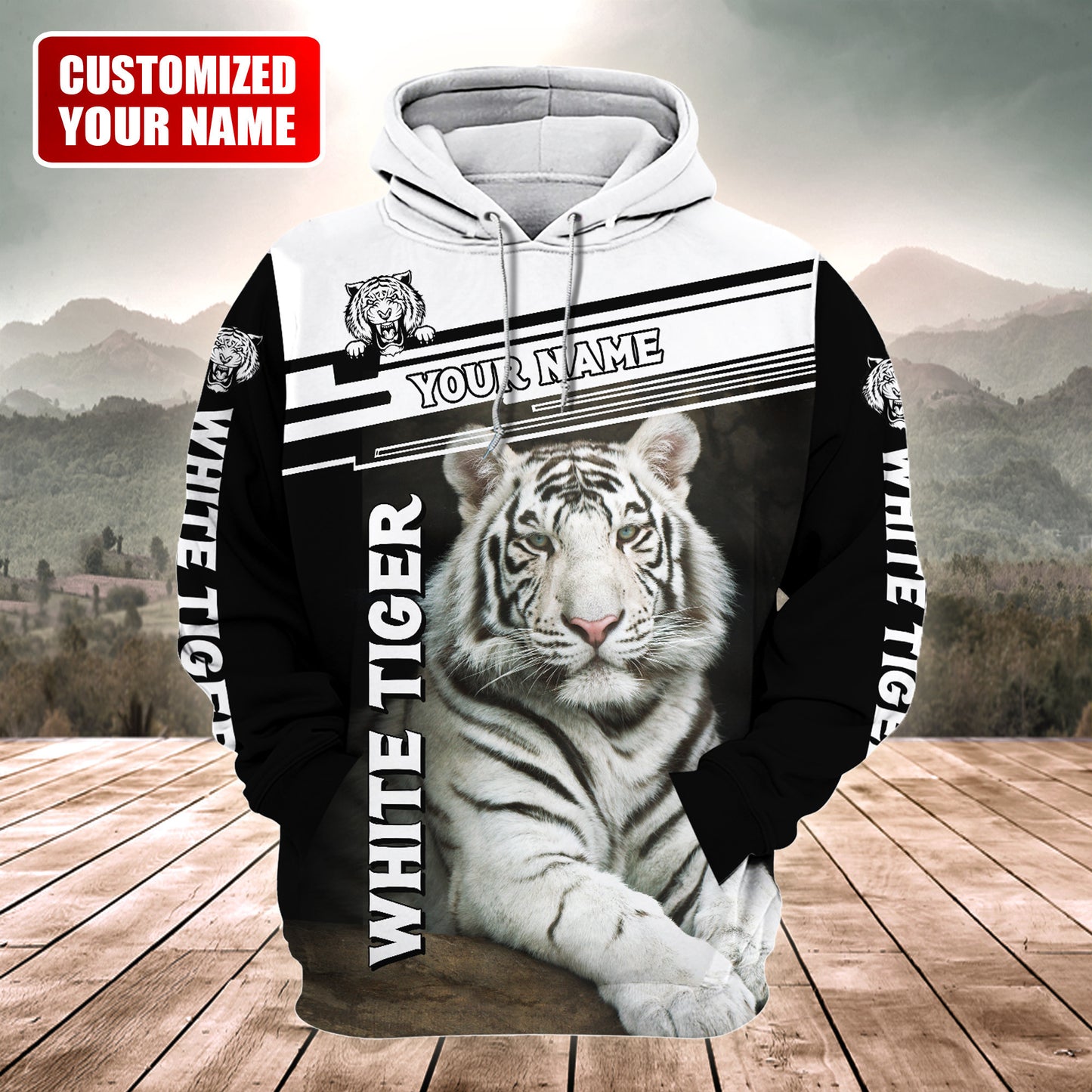 Personalized Name White Tiger Q4 All Over Printed Unisex Shirt