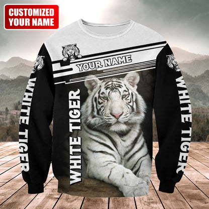 Personalized Name White Tiger Q4 All Over Printed Unisex Shirt