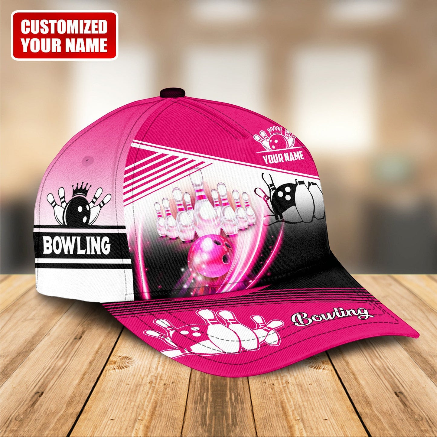 Personalized Name Bowling Q2 Pink Version Classic Cap