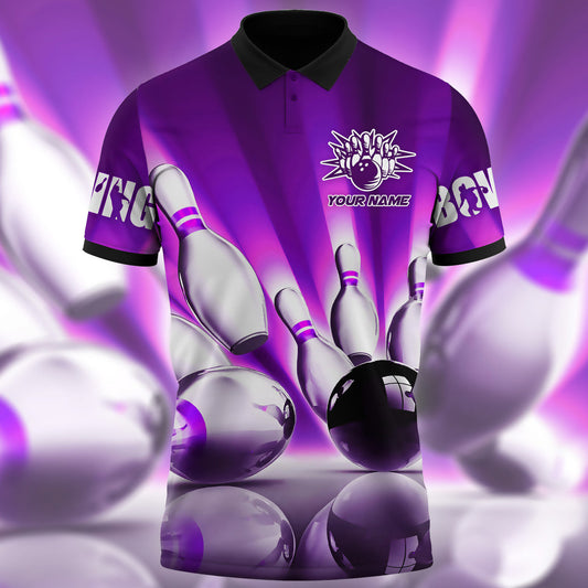 Personalized Name Bowling Q9 Purple Version All Over Printed Unisex Shirt