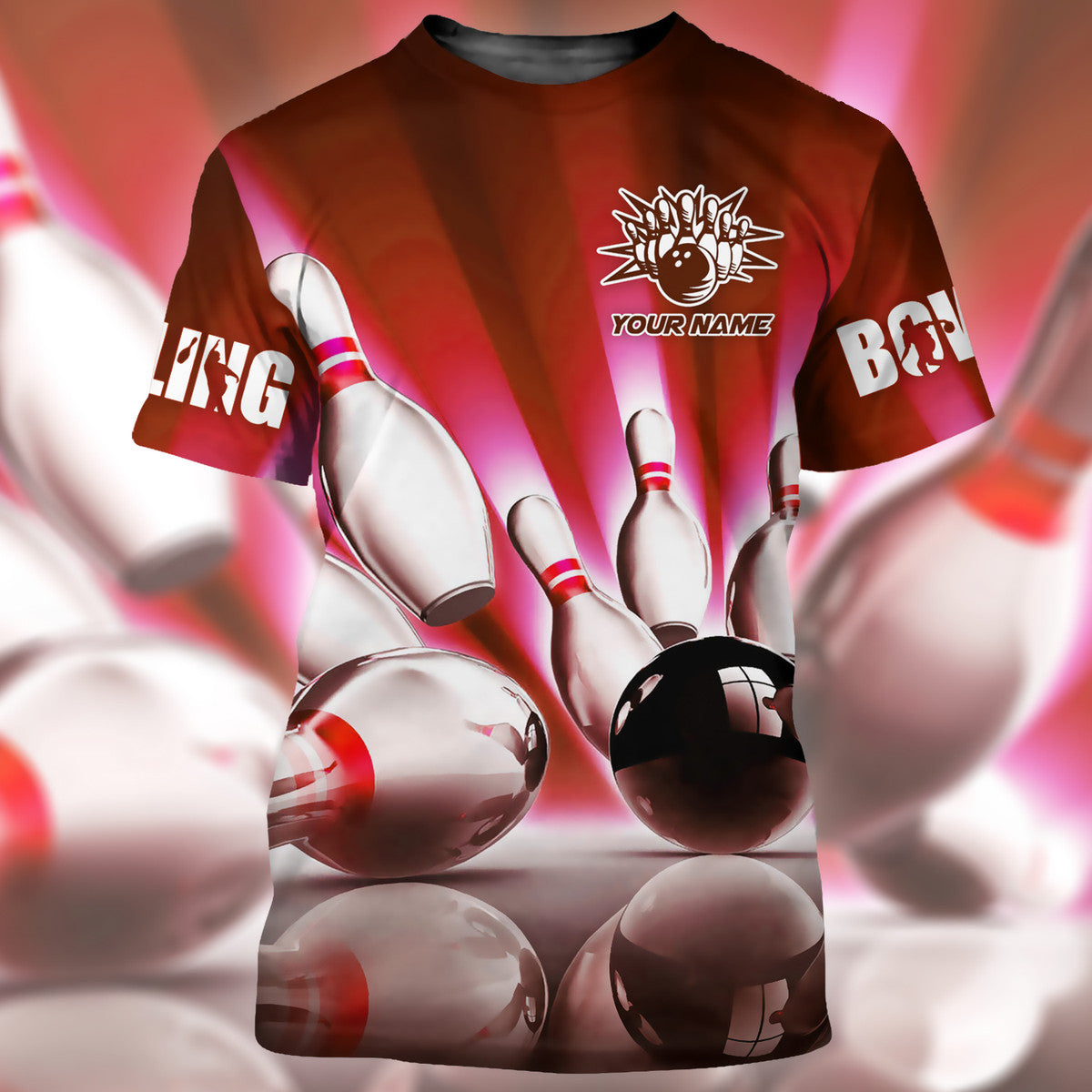 Personalized Name Bowling Q9 Red Version All Over Printed Unisex Shirt