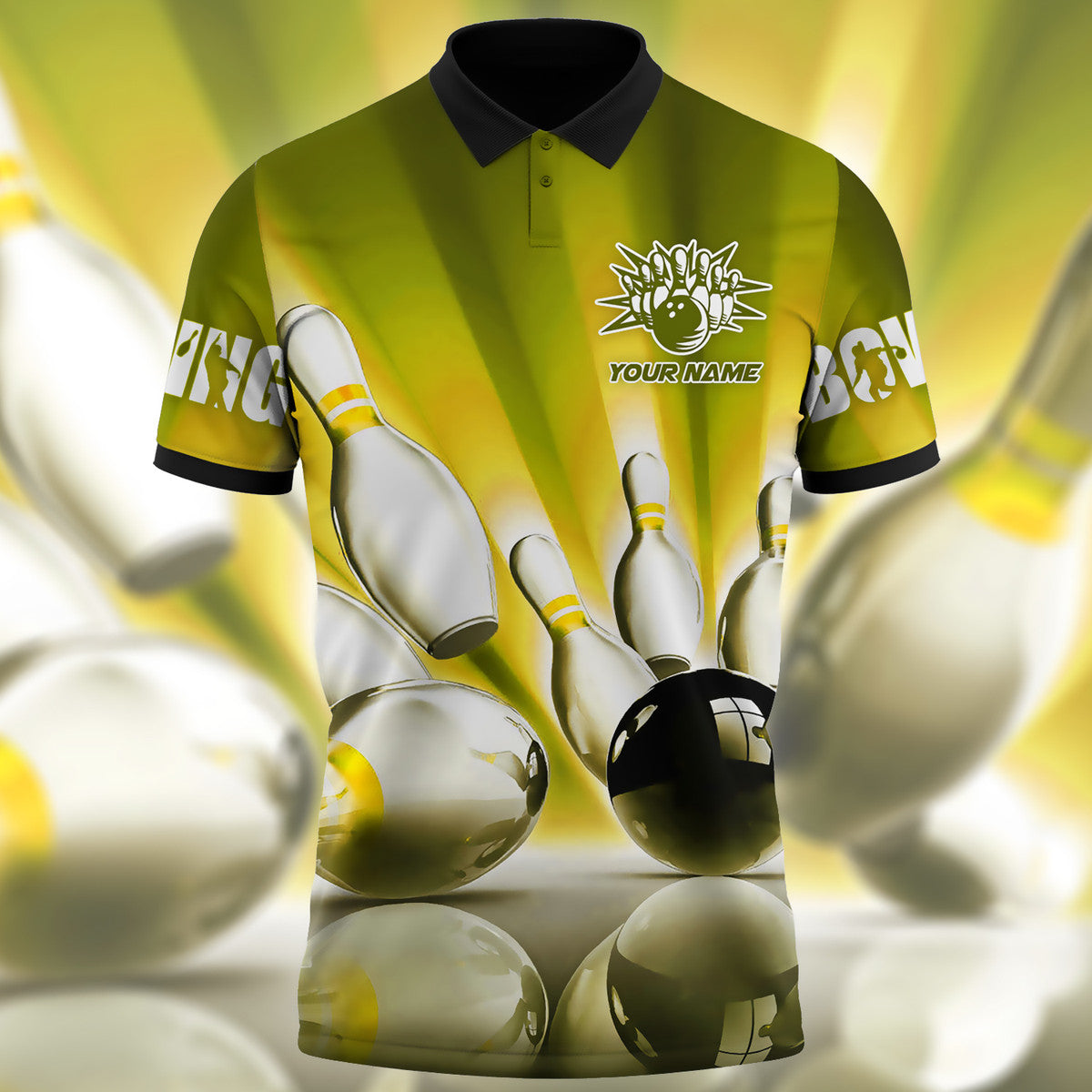 Personalized Name Bowling Q9 Yellow Version All Over Printed Unisex Shirt