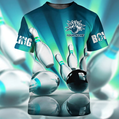 Personalized Name Bowling Q9 Teal Version All Over Printed Unisex Shirt