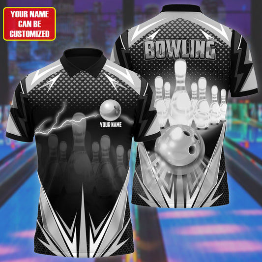 Personalized Name Bowling Q18 Black Version All Over Printed Unisex Shirt