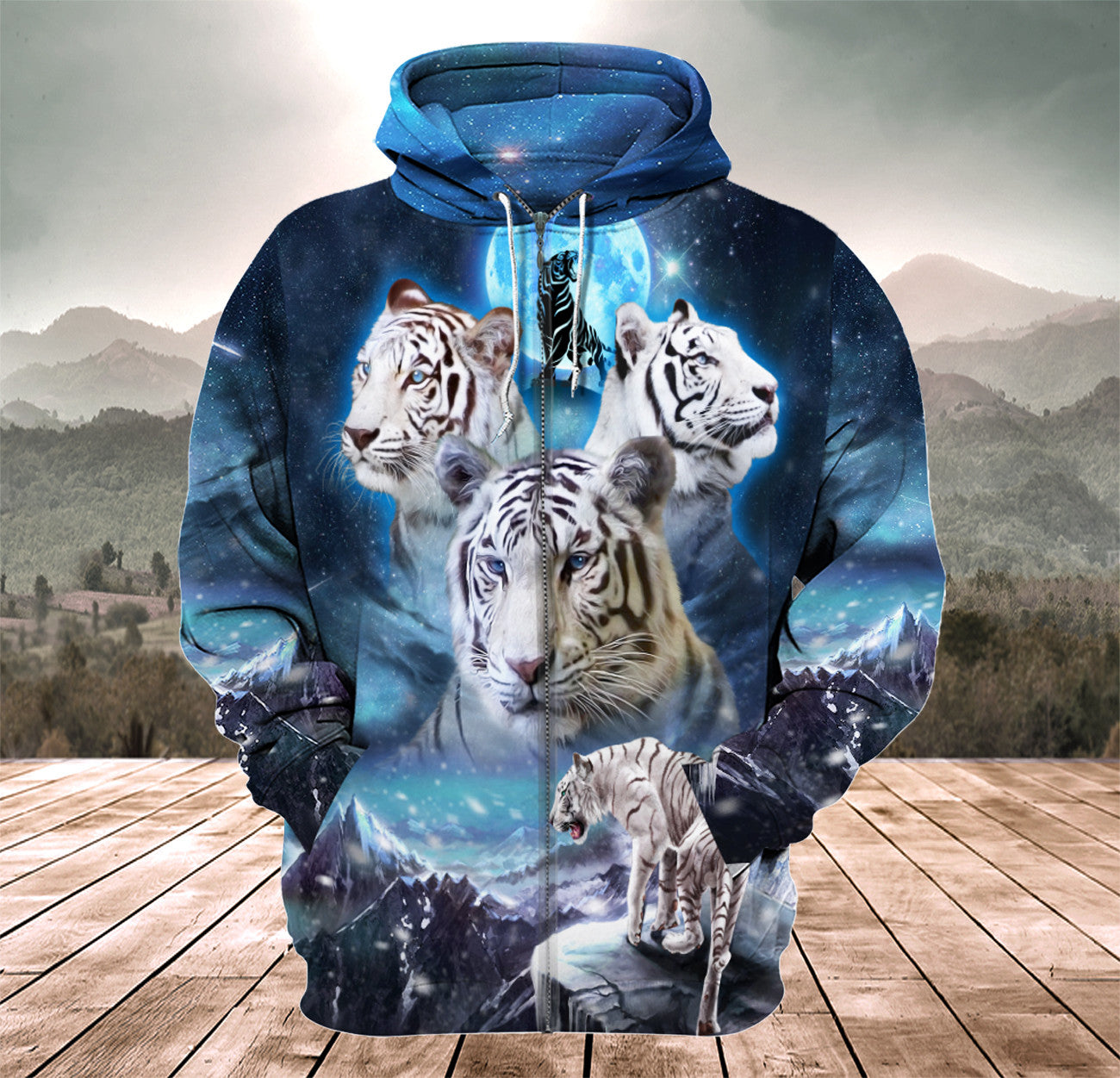 White Tiger Winter All Over Printed Unisex Shirt