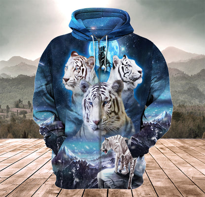 White Tiger Winter All Over Printed Unisex Shirt
