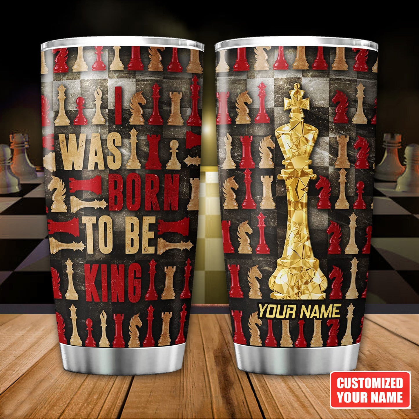Personalized Name King Chess Q2 Tumbler 20oz 30oz Cup